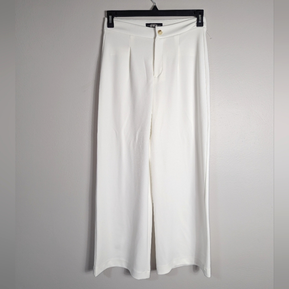 M Rewash White Stretchy Wide Leg Trouser Pants